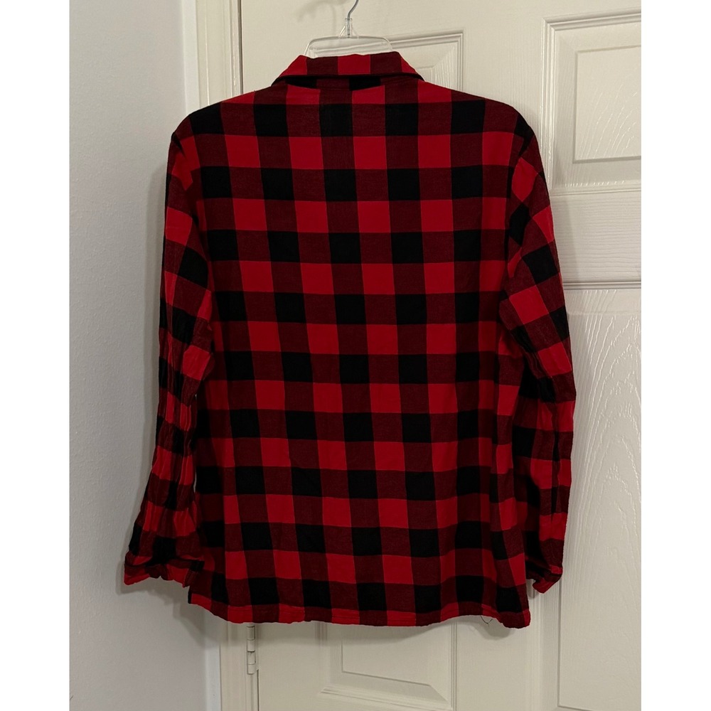 Wondershop Women's sz L Buffalo Plaid Pajama Set Red Black Cotton Sleepwear Cozy - Picture 2 of 8